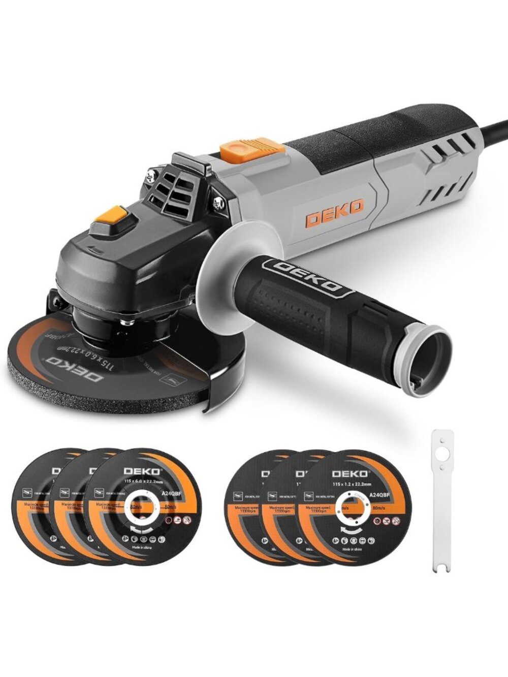 Powerful 8-Amp Electric Angle Grinder 4.5" with Cutting & Grinding Wheels